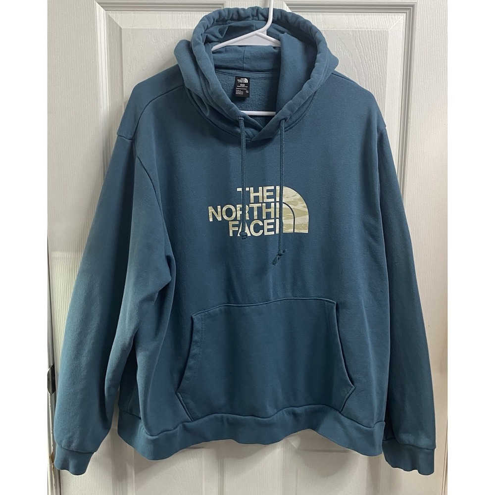The North Face Women Teal Blue Pullover Hoodie W/Drawstring& Kangaroo Pocket XXL